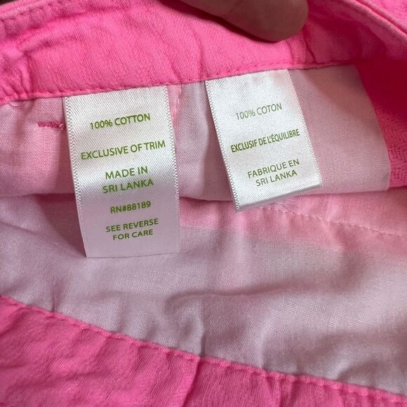 Lilly Pulitzer Adie Pink Sunset Textured Fringe Flat Front Cotton Shorts Size 8 - Picture 4 of 5